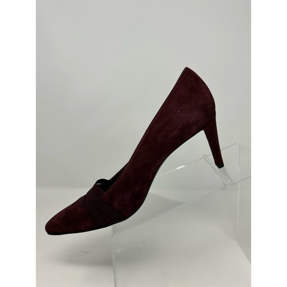Stuart Weitzman Burgundy Pointed Toe Stiletto Pump Heels Crisscross Size 10 M - Picture 3 of 12